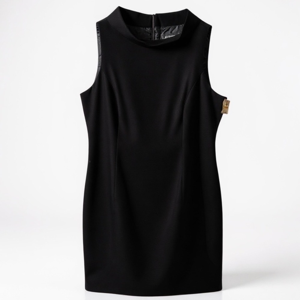 Laundry by Shelli Segal Black Sheath Dress Women's 14 Sleeveless Lined NWT